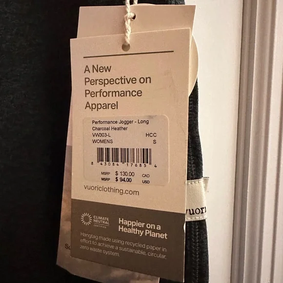 VUORI PERFORMANCE JOGGERS - LONG, CHARCOAL HEATHER - Picture 3 of 3